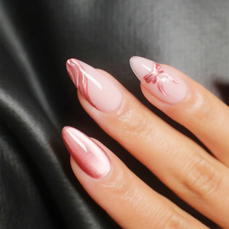Decorative Stiletto Press-On Nails with Bow Accents Stornfield