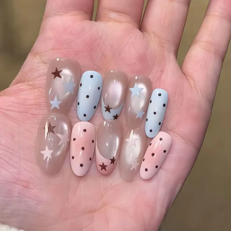 Decorative Star and Dot Press-On Nails Stornfield