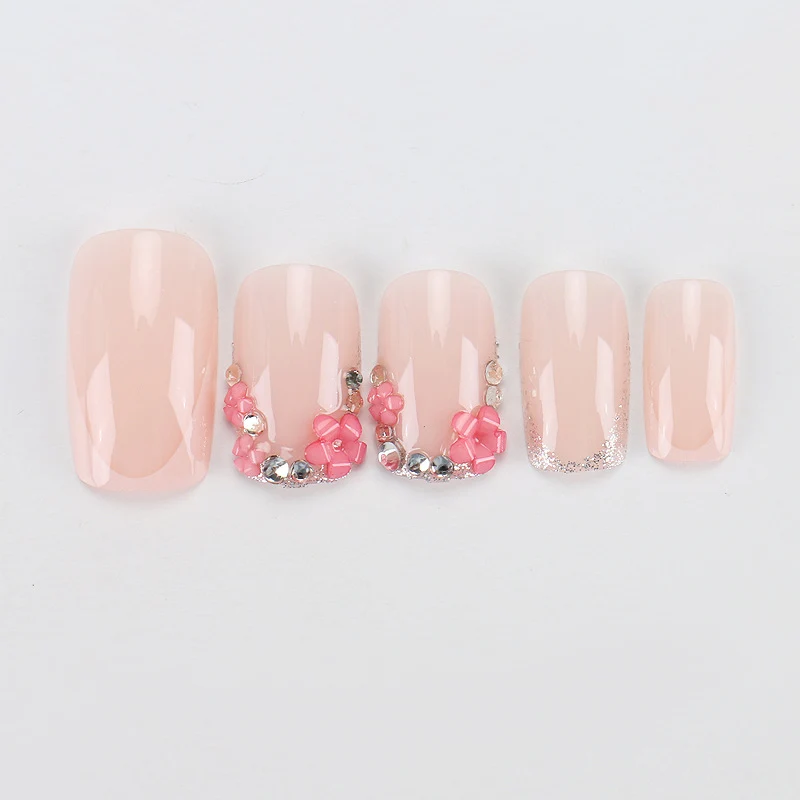 Decorative Rhinestone French Tip Press-On Nails Stornfield