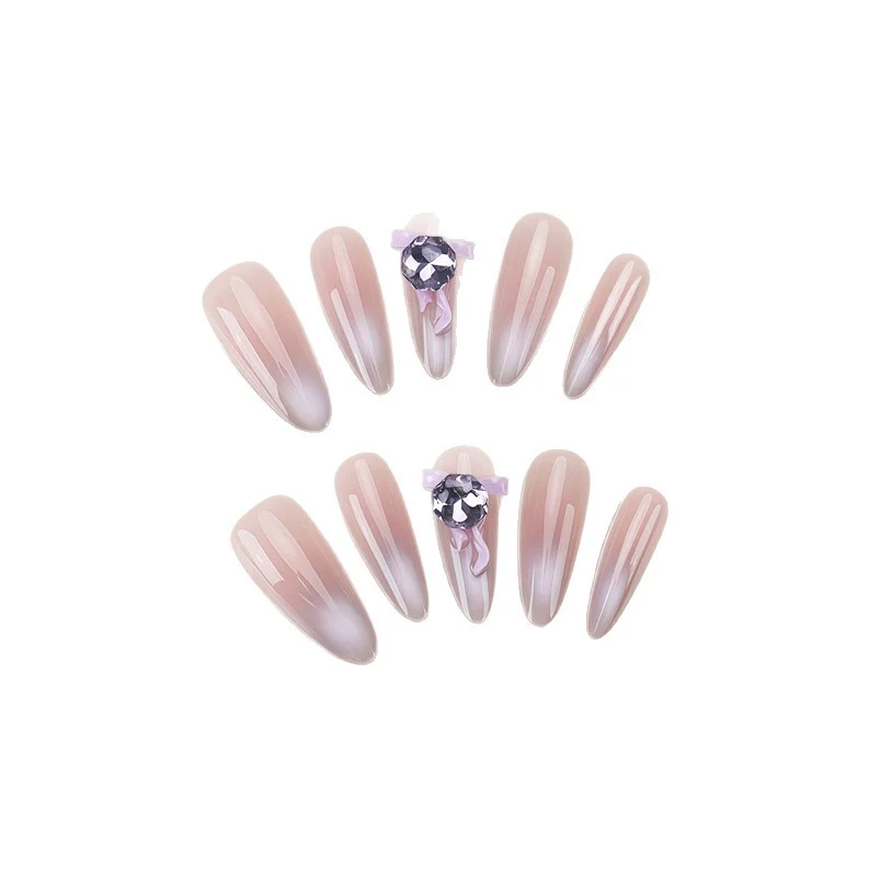 Artistic Ombre Press-On Nail Design with Crystal Accent Stornfield