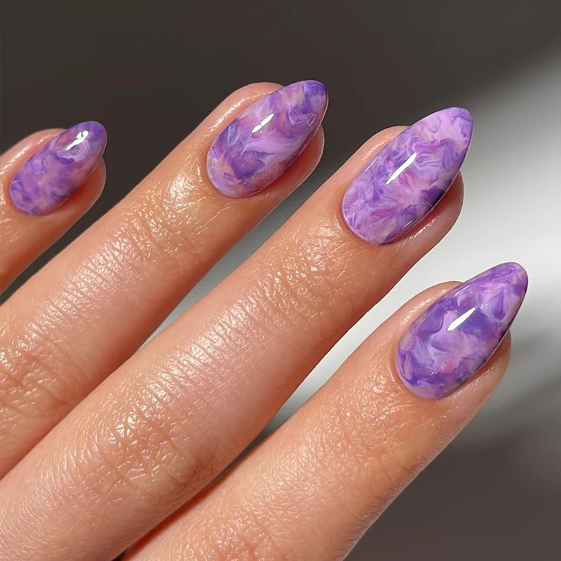 Artistic Marble Stiletto Press-On Nails Stornfield
