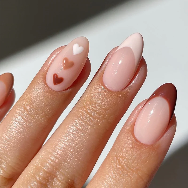 Artistic Heart-Embellished Press-On Nail Set Stornfield