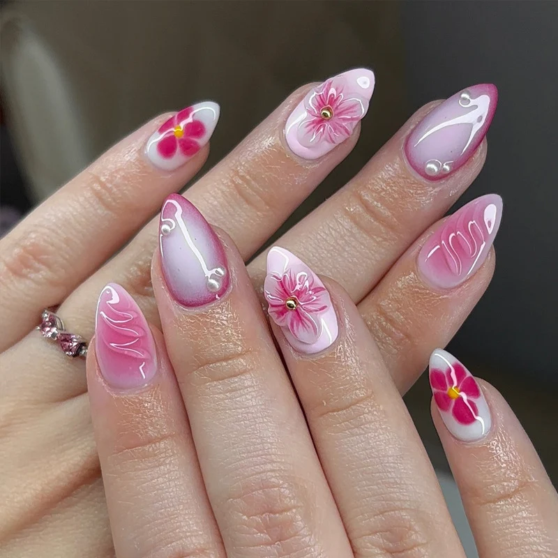 Artistic Floral Stiletto Press-On Nails Set Stornfield