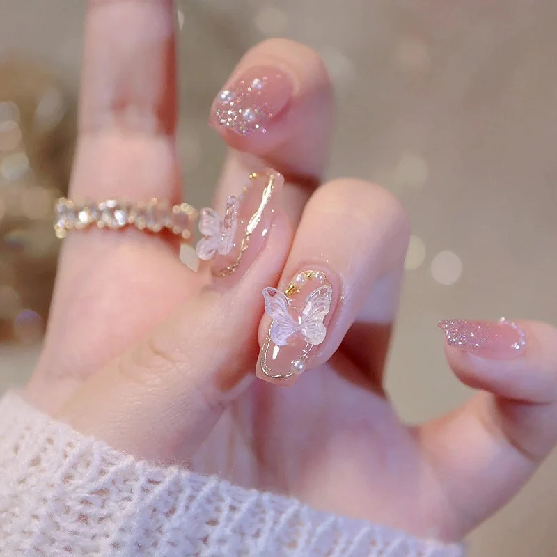 Artistic Butterfly Embellished Press-On Nails Stornfield