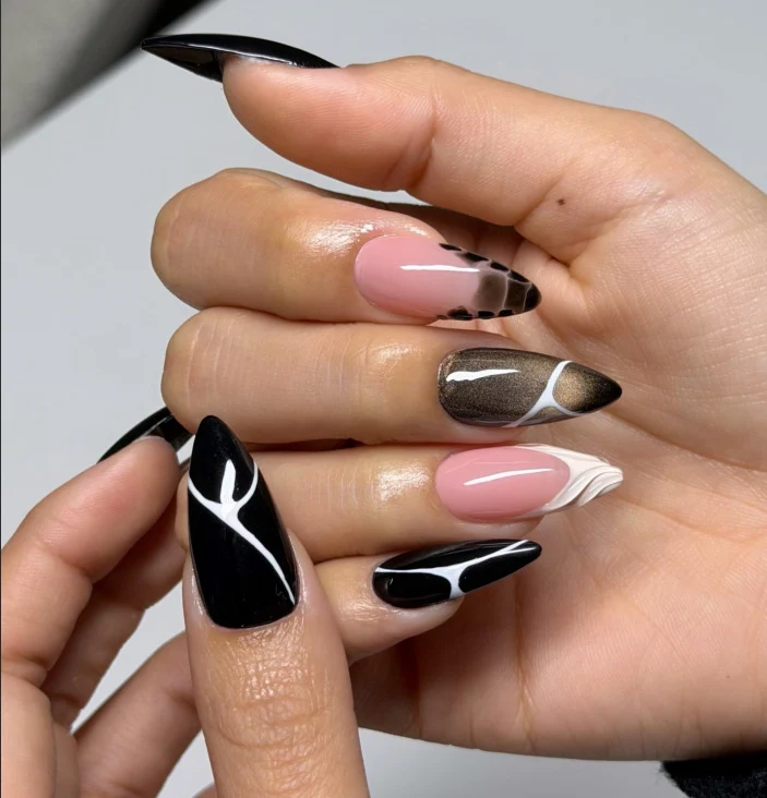 Artistic Almond-Shaped Nail Art Stornfield