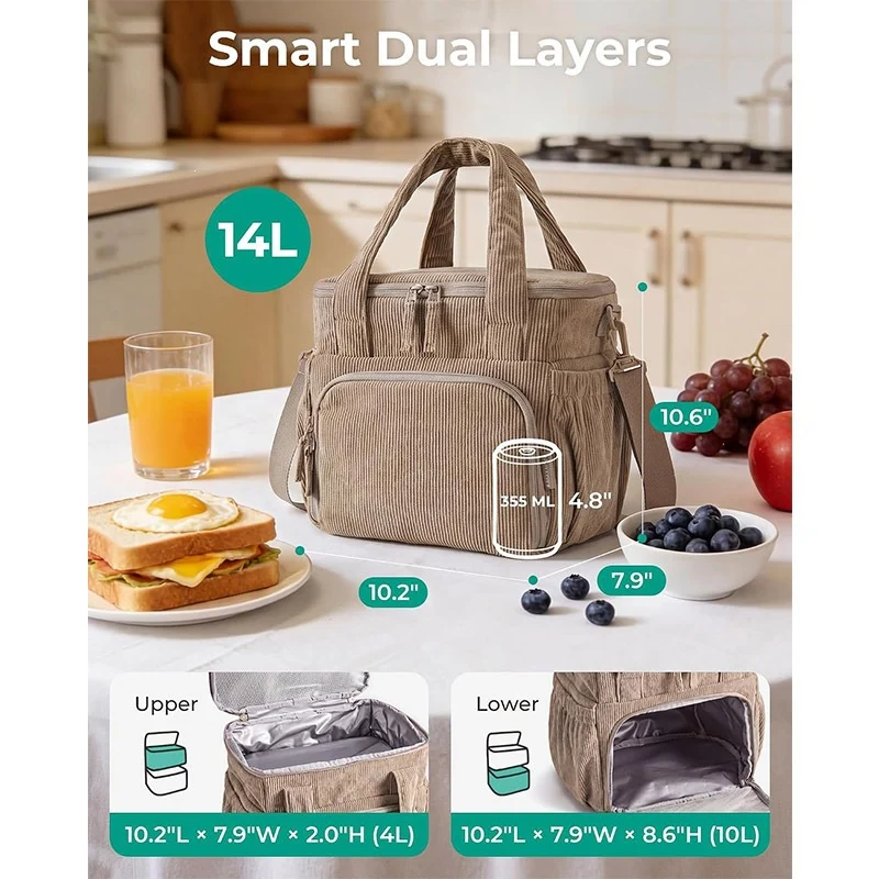Insulated Multi-Compartment Lunch Cooler Tote Stornfield