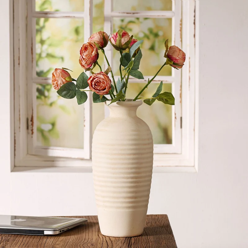 Handcrafted ceramic vase with ribbed structure Stornfield