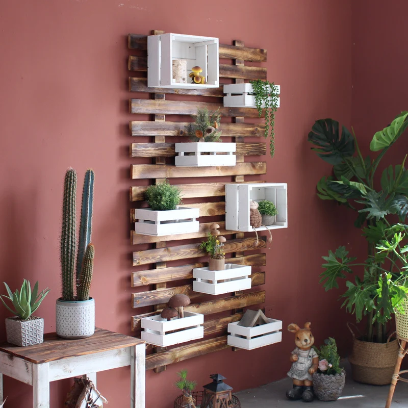 Wall shelf system with integrated storage boxes Stornfield