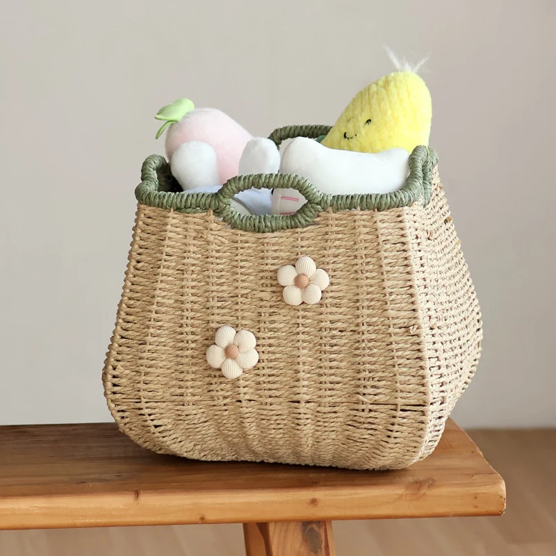 Stylish storage basket with flower appliqué Stornfield
