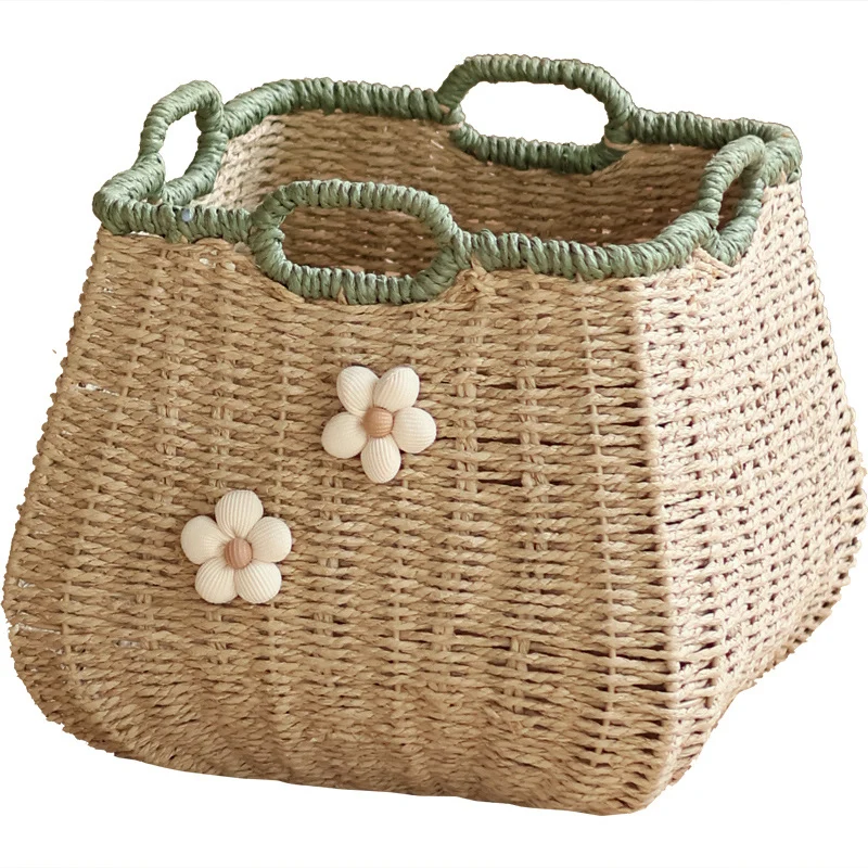 Stylish storage basket with flower appliqué Stornfield