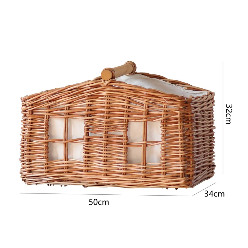 Rustic storage basket with linen lining Stornfield