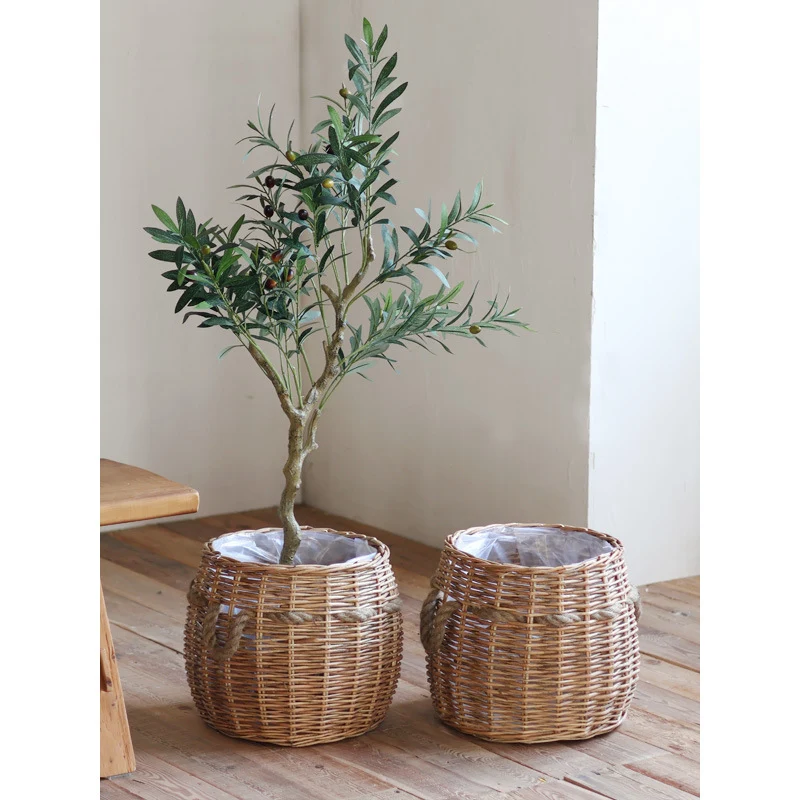 Rustic storage basket with hemp handles Stornfield