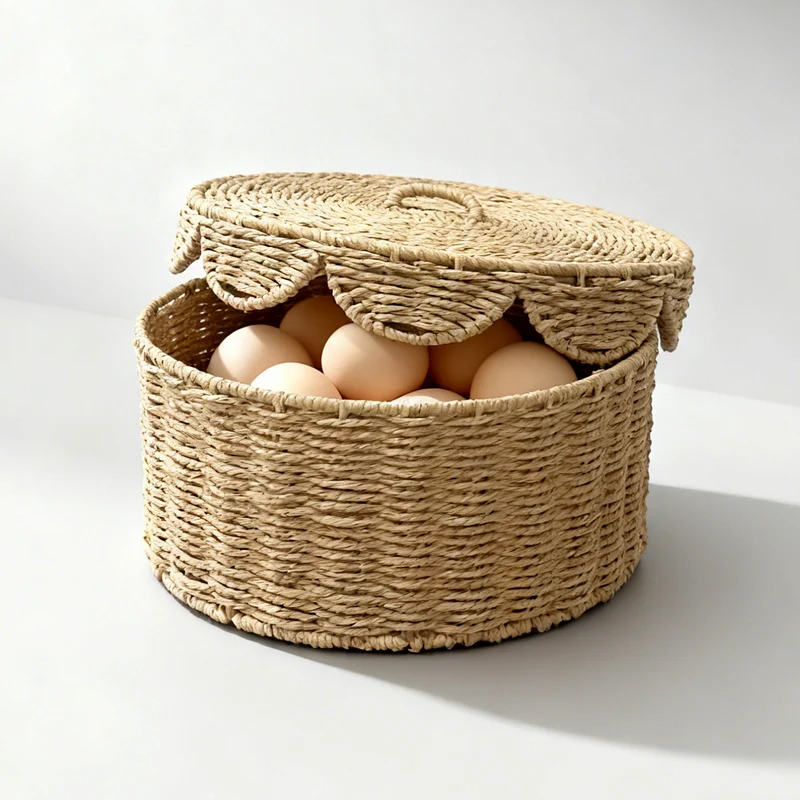 Rustic storage basket with lid Stornfield
