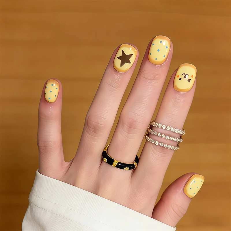 Artistic Press-On Nail Set with Playful Character Designs Stornfield
