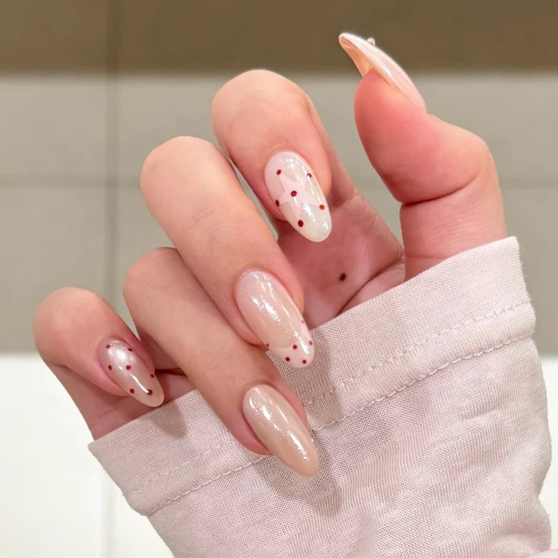 Artistic Press-On Nail Set with Cherry Blossom Design Stornfield