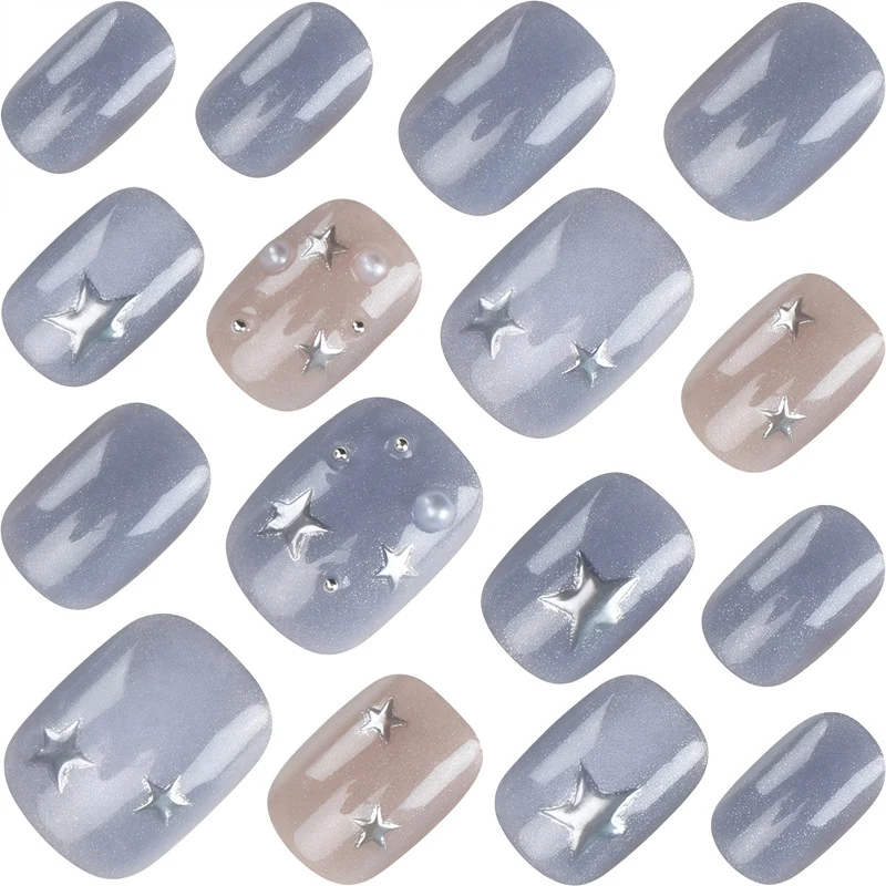 Artistic Press-On Nail Set with Celestial Theme Stornfield