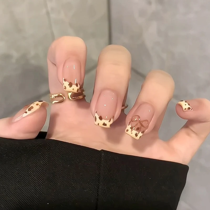 Artistic Acrylic Press-On Nails with Decorative Bow Accents Stornfield