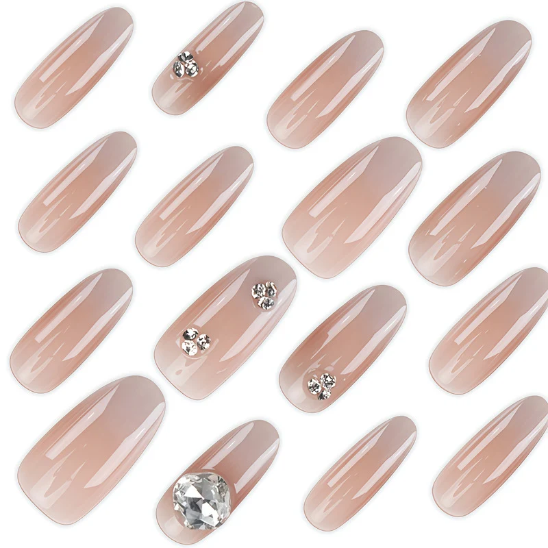 Artisanal Press-On Nail Set with Sparkling Rhinestones Stornfield