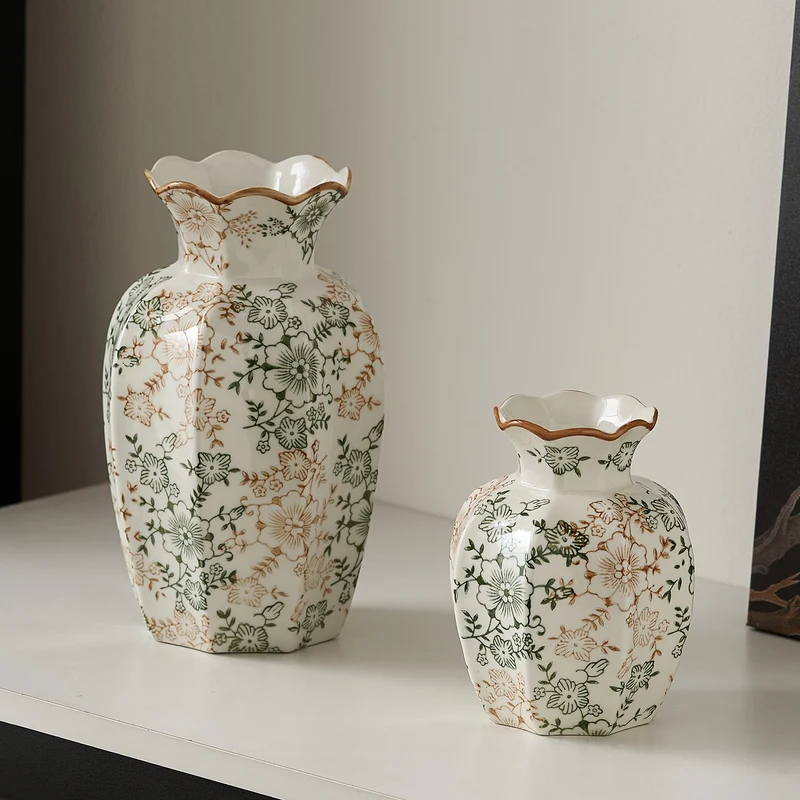 Elegant ceramic vase with floral pattern Stornfield