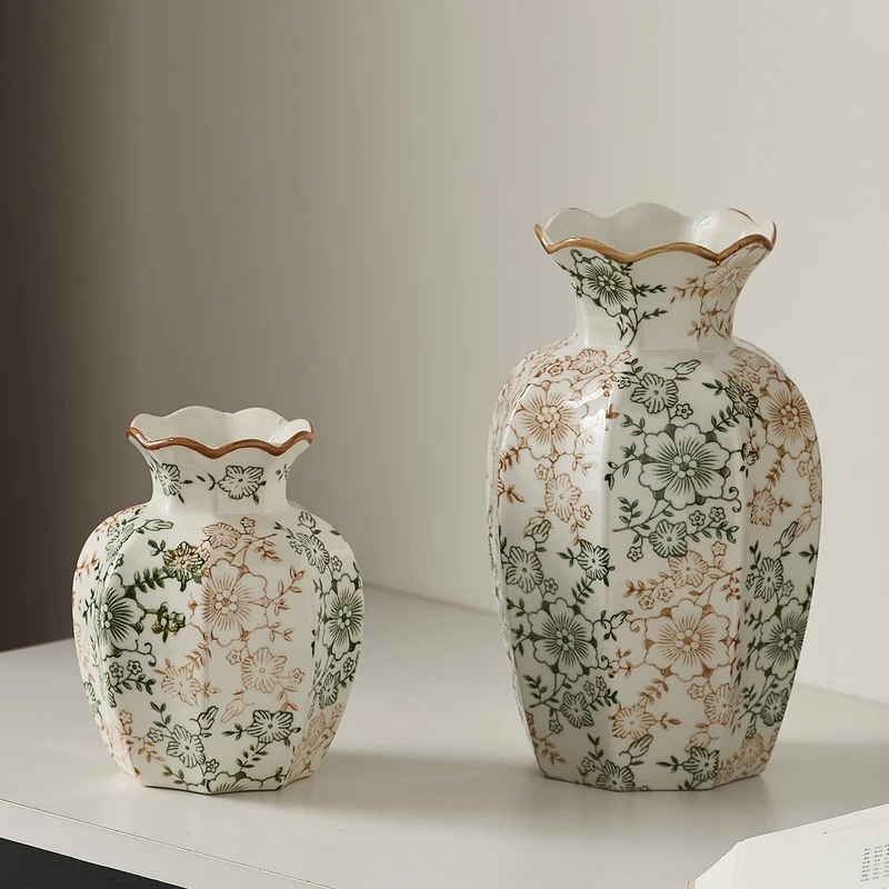 Elegant ceramic vase with floral pattern Stornfield