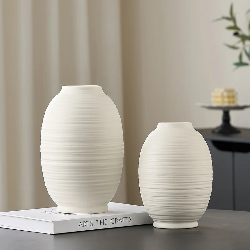 Decorative ceramic vase with artistic ribbed pattern Stornfield