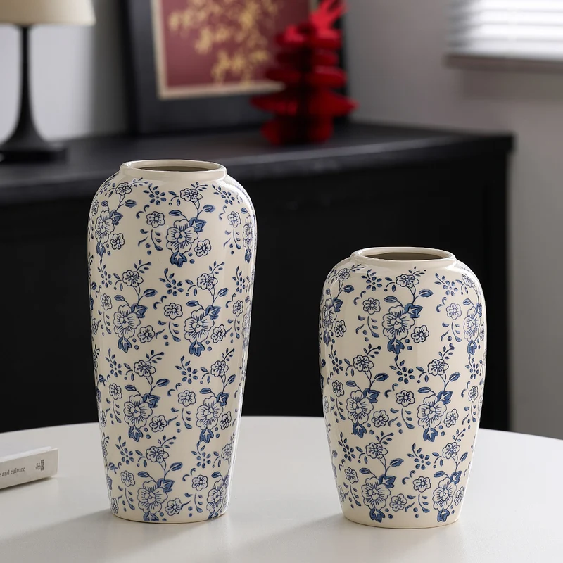 Decorative ceramic vase with floral pattern Stornfield