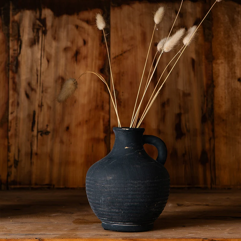 Rustic ceramic vase with handles Stornfield