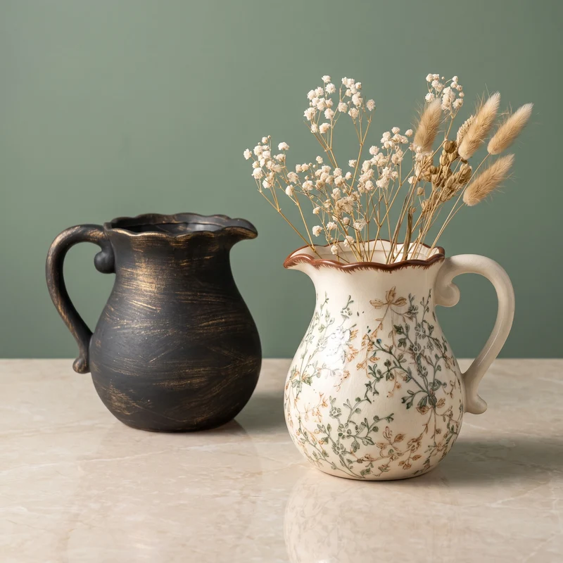 Elegant ceramic jug with floral patterns Stornfield