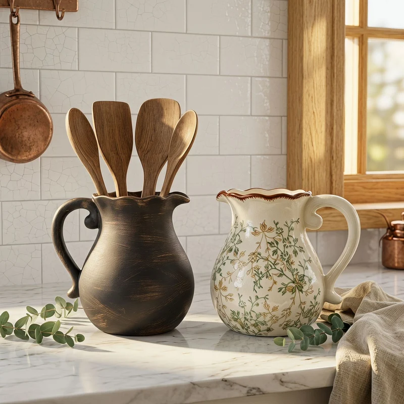 Elegant ceramic jug with floral patterns Stornfield