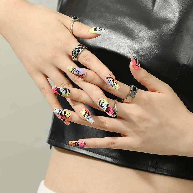Creative artificial nails with colorful designs Stornfield