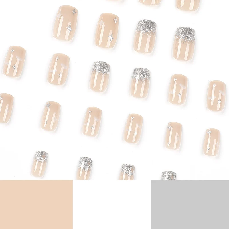 Glittering nail extensions with creative jewelry design Stornfield