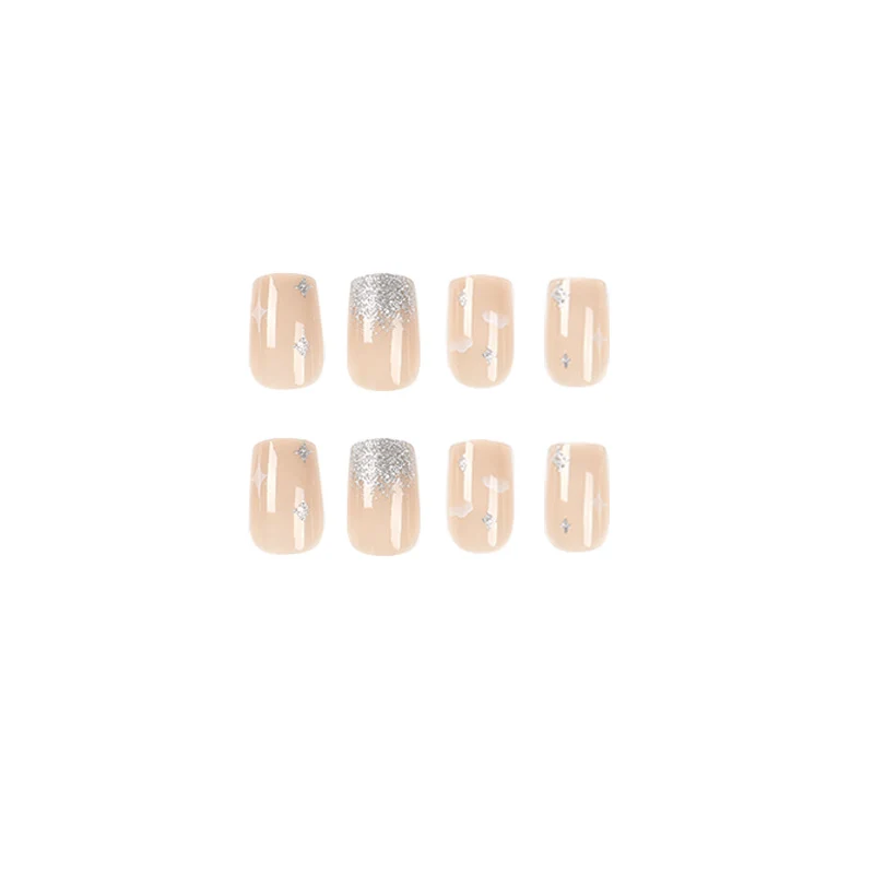Glittering nail extensions with creative jewelry design Stornfield