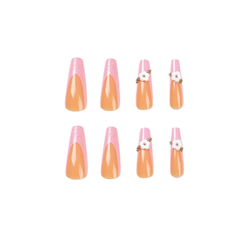 Glittering nail extensions with floral design Stornfield
