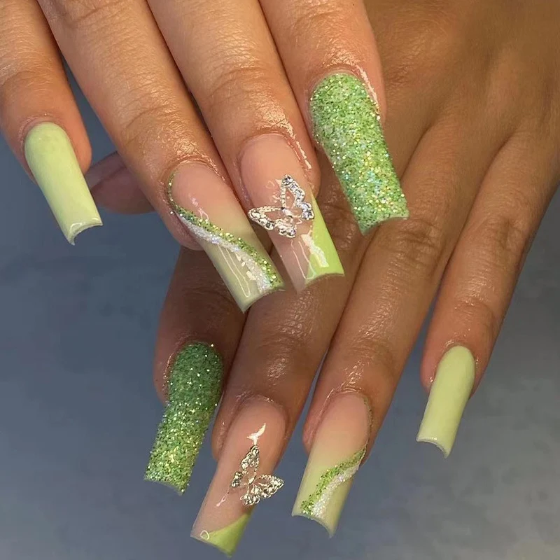 Glittering artificial nails with butterfly design Stornfield