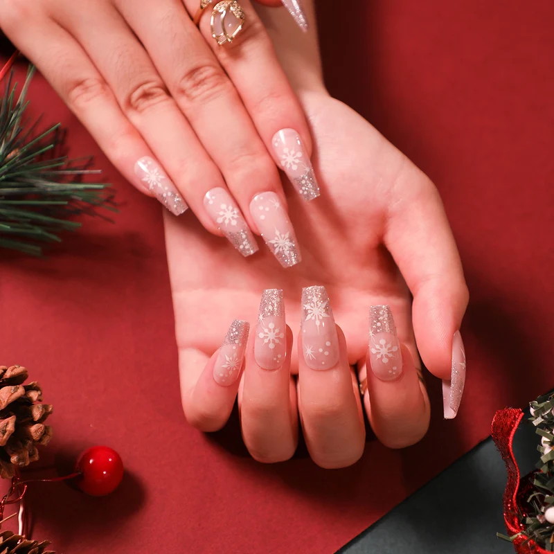 Glittering artificial acrylic nails with Christmas motifs Stornfield