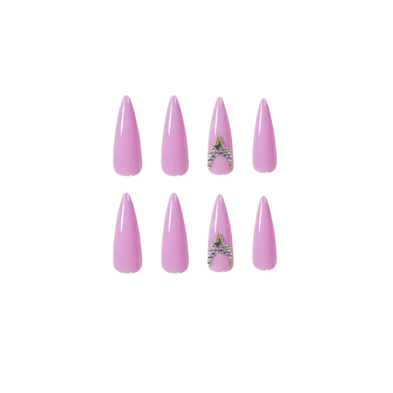 Glamorous stiletto nails with rhinestone decoration Stornfield