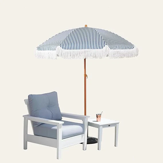Dame solskjerm med dusk og stripete design Luvikno