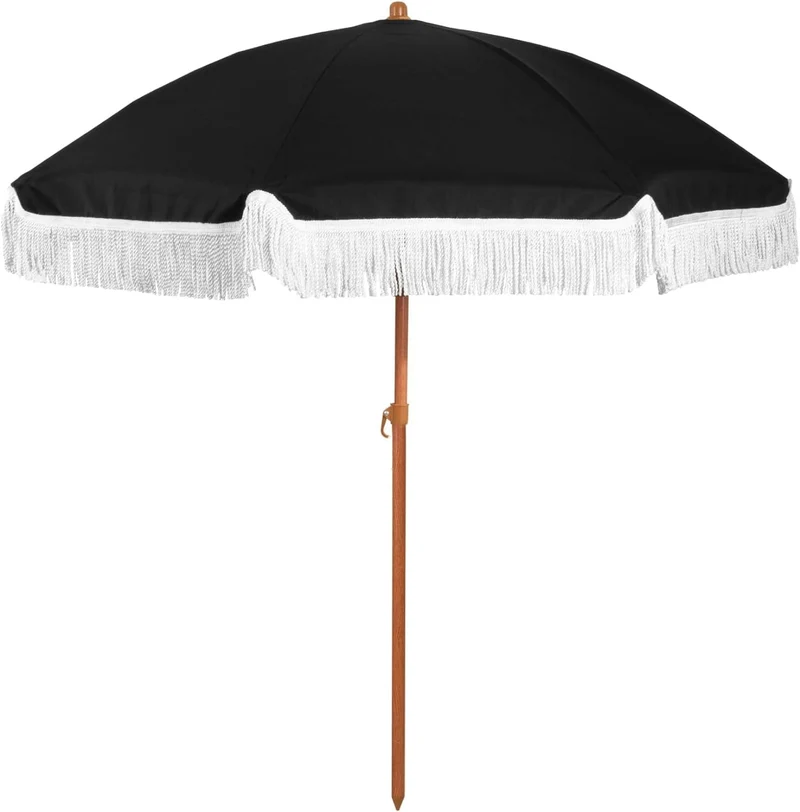 Dame solskjerm med dusk og stripete design Luvikno