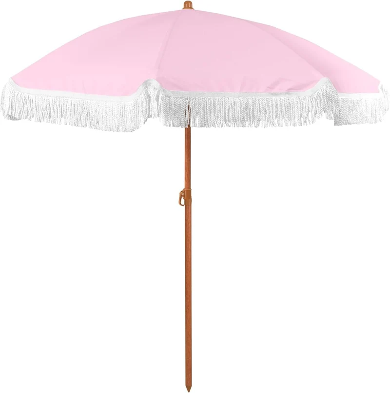 Dame solskjerm med dusk og stripete design Luvikno
