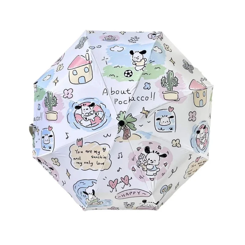 Dame Faltregnparaply med leken Pochacco-design Luvikno
