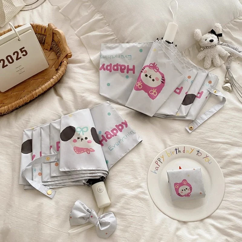 Dame Faltregnparaply med kreativt tegneserie-design Luvikno