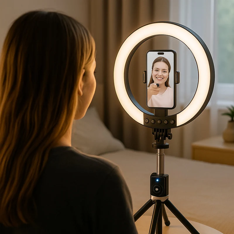 Ring Light med Fjernkontroll & Stativ – 3 Fargetemperaturer – P220-Q | Luvikno