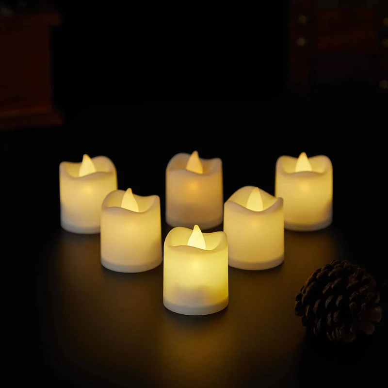 LED Lys 6-Pack med 3D Flamme - 4.5 cm - Hvit - | Luvikno