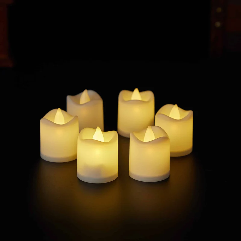 LED Lys 6-Pack med 3D Flamme - 4.5 cm - Hvit - | Luvikno