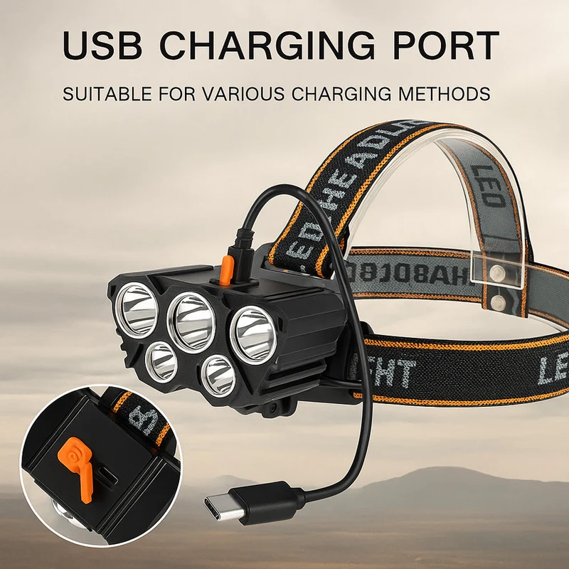 Hodelykt 300 Lumen 180° justerbar vinkel – 4 lysmoduser | Luvikno