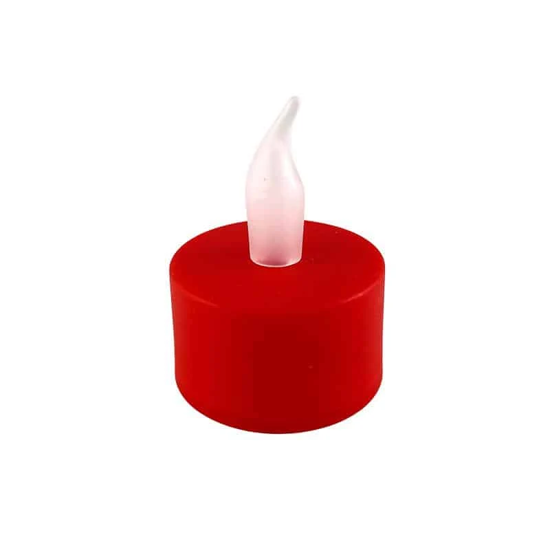 LED tealight 12 stk. i rød med flamme | Luvikno