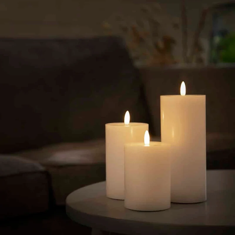 LED Stearinlys (1 stk) med realistisk 3D flamme 5 x 15 cm | Luvikno