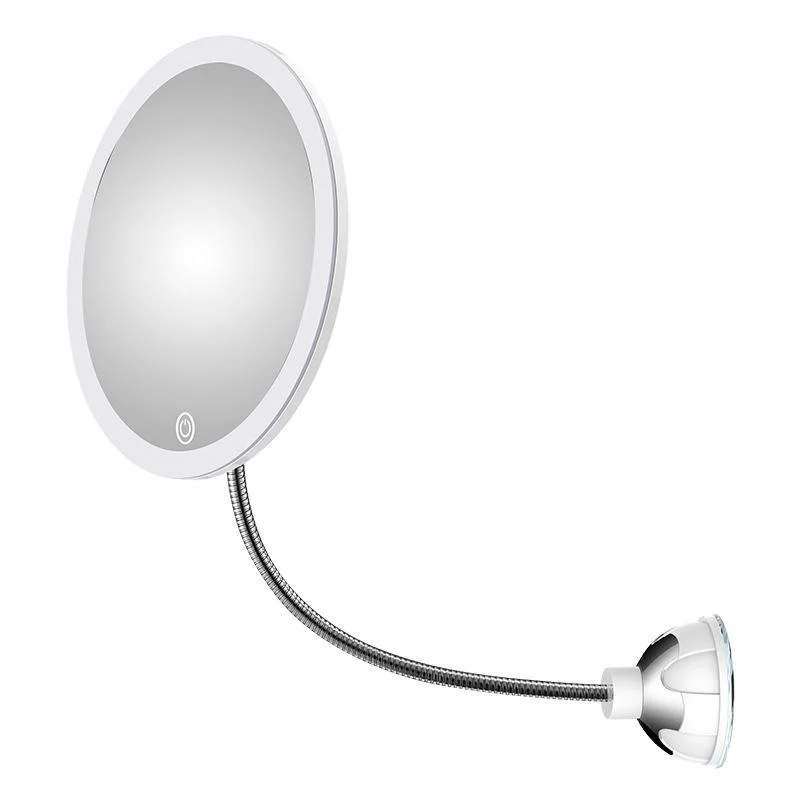 Sminkespeil med LED & forstørrelse - med sugekopp og fleksibel arm | Luvikno