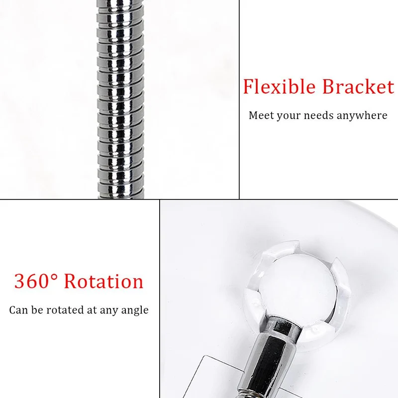 Sminkespeil med LED & forstørrelse - med sugekopp og fleksibel arm | Luvikno