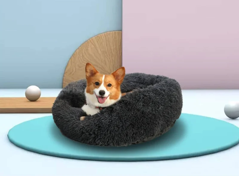 Myk og beroligende donut hundeseng (Mange farger) | Luvikno